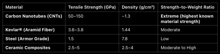 Weight is a critical factor, especially for body armor. CNTs offer a significant weight reduction compared to steel